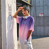 Purple Pink Gradient, Eye, Short Sleeve Oversize T-shirt